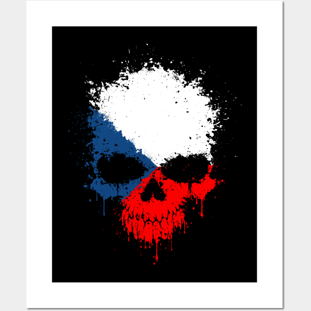 Chaotic Czech Flag Splatter Skull Wall Art by jeffbartels